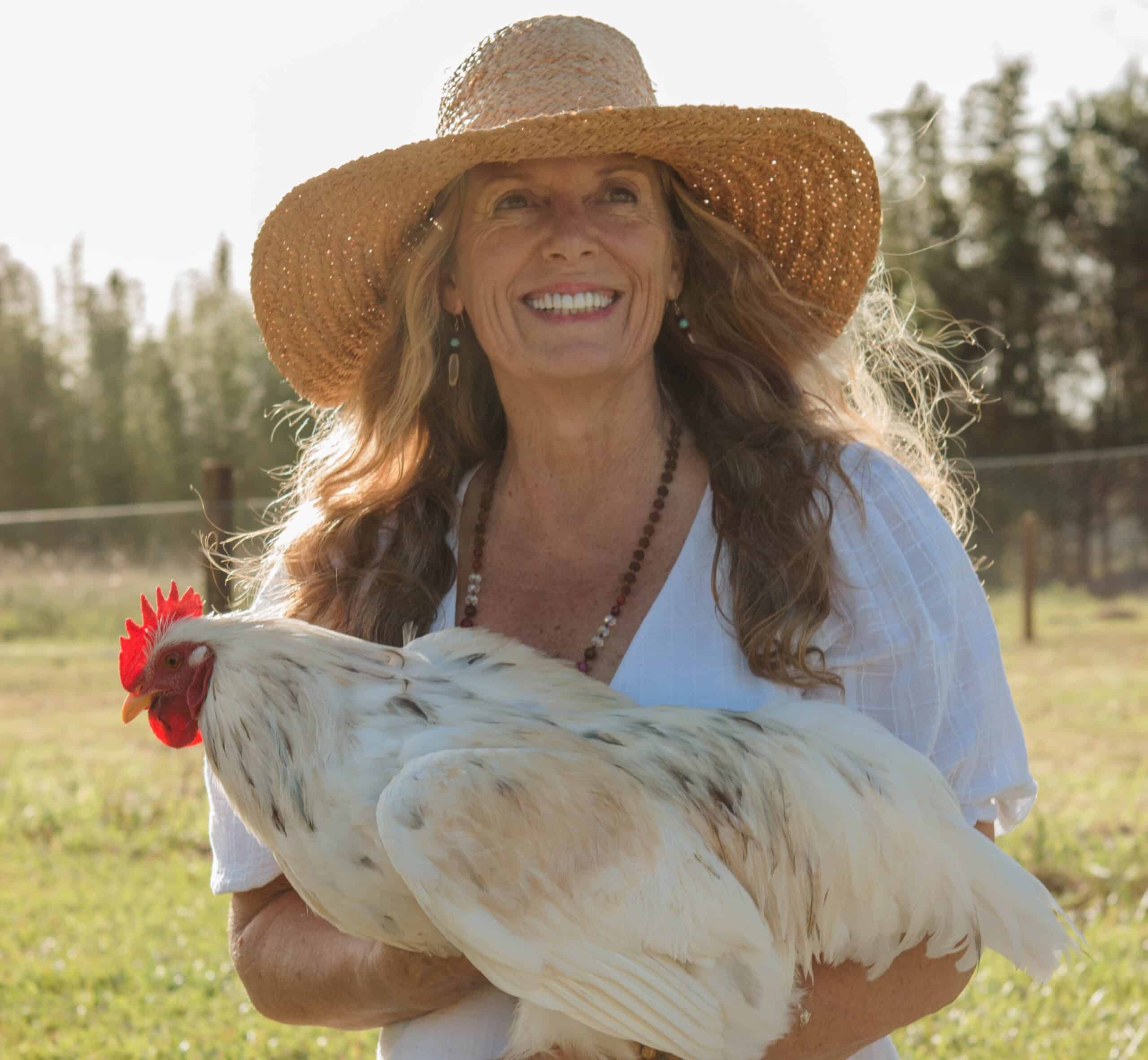 Angela Holding White Chicken Cropped